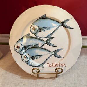 Mud Pie Butterfish Decorative Dinner Plate Beach Ocean Sea Decor